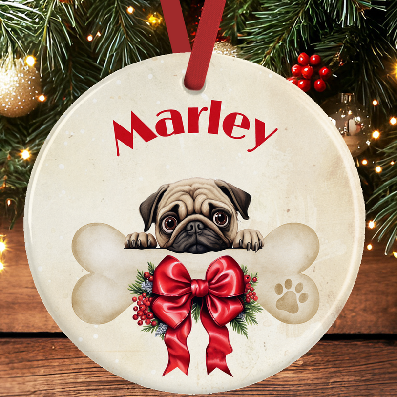 Pug Christmas Tree Decoration