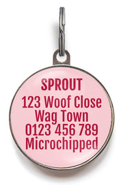 Back of bacon dog name tag - can be personalised with up to 5 lines of text