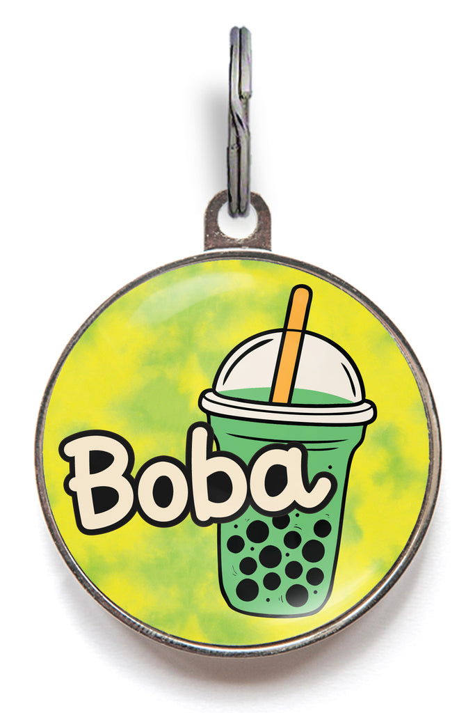 Green Matcha Boba Tea Pet Tag