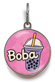 Purple Taro Bubble Tea Pet Tag