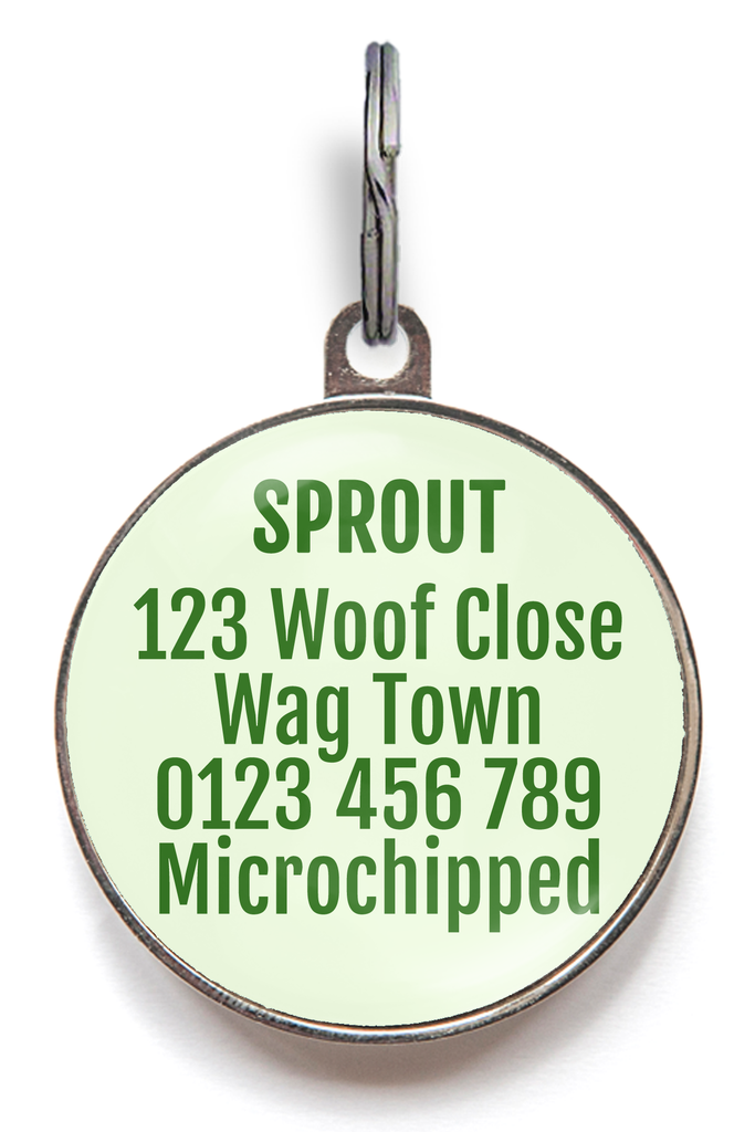 Custom back of Broccoli Pet Name Tag