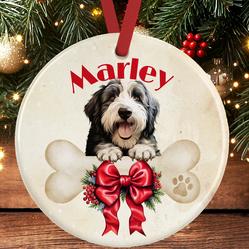 Old English Sheepdog Christmas Tree Decoration