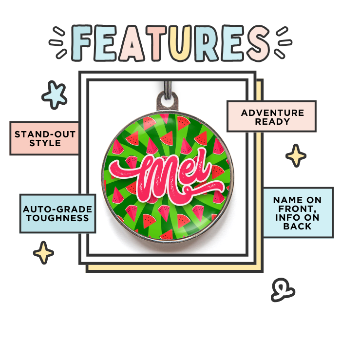 Watermelon Dog Tag Features