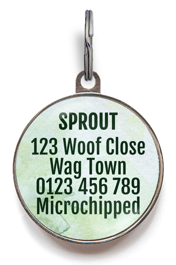 Back of ivy dog tag - can be personalised with up to 5 lines of text