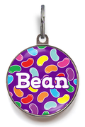 Jelly Bean Pet Tag - Featuring colourful jelly beans on a bright purple background