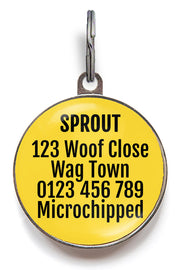Back of pizza dog tag - can be personalised with up to 5 lines of text
