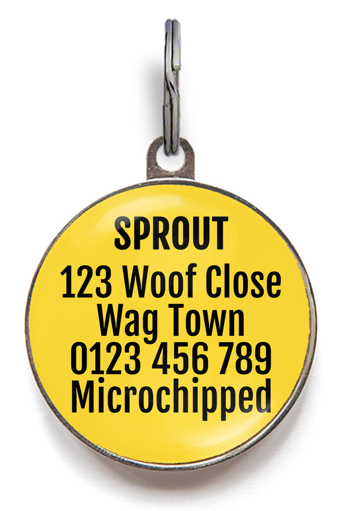 Back of pizza dog tag - can be personalised with up to 5 lines of text
