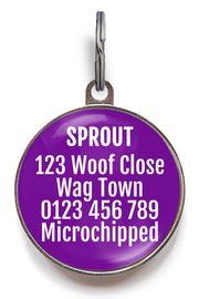 Back of Martini Pet Tag fits up to 5 lines of important information