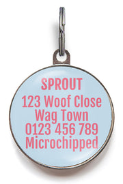Back of rose pet tag - can be personalised on back with up to 5 lines of text
