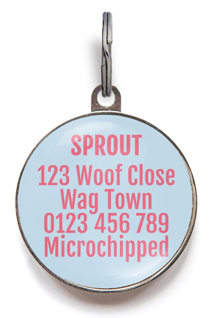 Back of rose pet tag - can be personalised on back with up to 5 lines of text