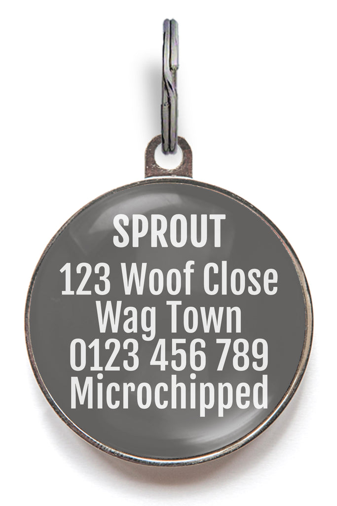Snowy Mountain Dog Tag Back - Can be personalised with up to 5 lines of text
