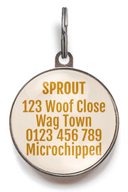 Back of Sunflower Monogram Dog Tag - Can be personalised with up to 5 lines of text