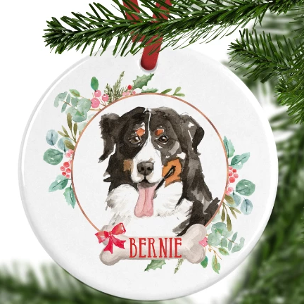 Bernese Mountain Dog Personalised Christmas Ornament