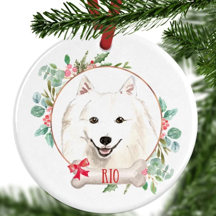 Japanese Spitz Personalised Christmas Ornament