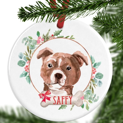 Staffy Personalised Christmas Ornament