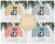 Black Staffy Christmas Decoration