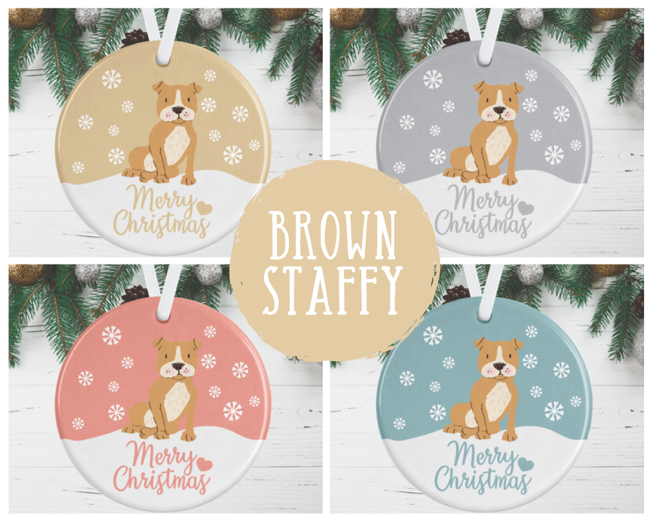 Brown Staffy Christmas Decoration
