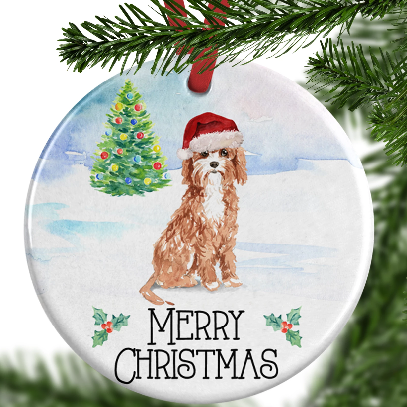 Dog Ornament Cavapoo Christmas Ornament Happy Howlidays Cavapoo