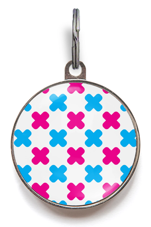 Criss Cross Pink & Blue ID Tag