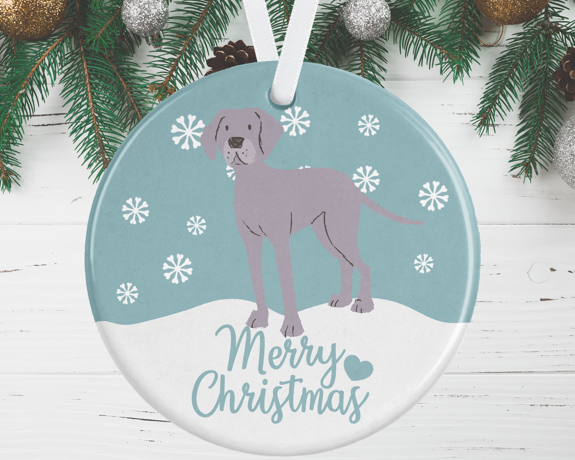 Weimaraner Christmas Decoration - Blue