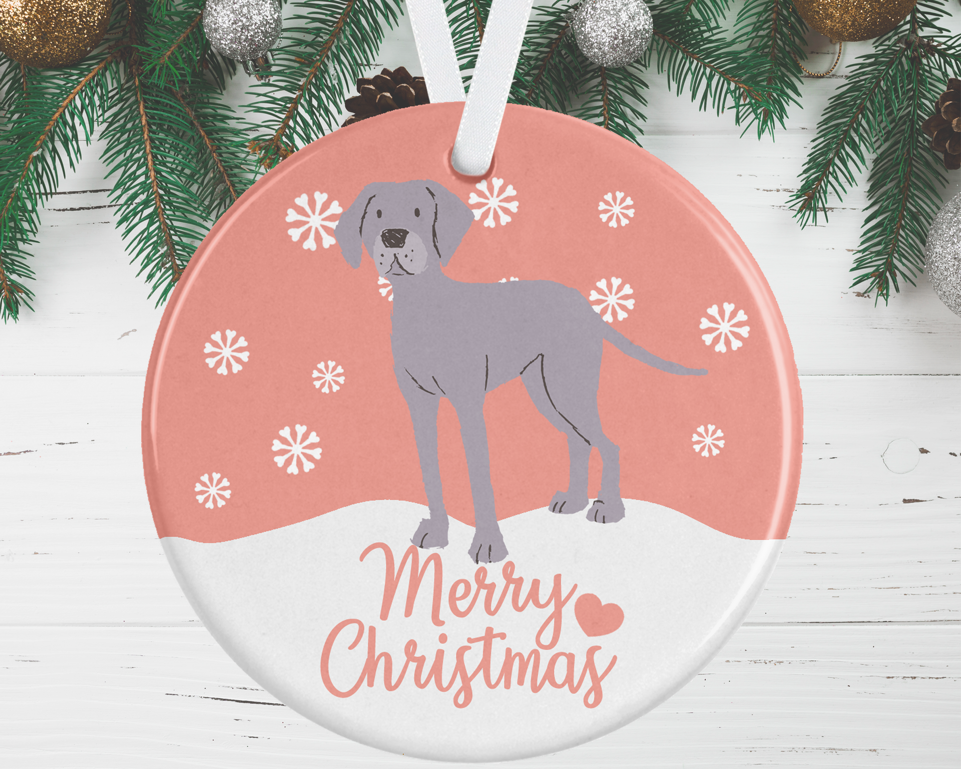 Weimaraner Christmas Decoration - Pink