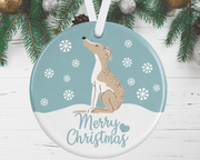 Whippet Christmas Decoration - Blue