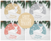 White Scottish Terrier Christmas Decoration