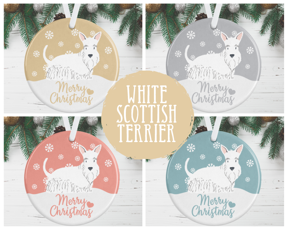 White Scottish Terrier Christmas Decoration