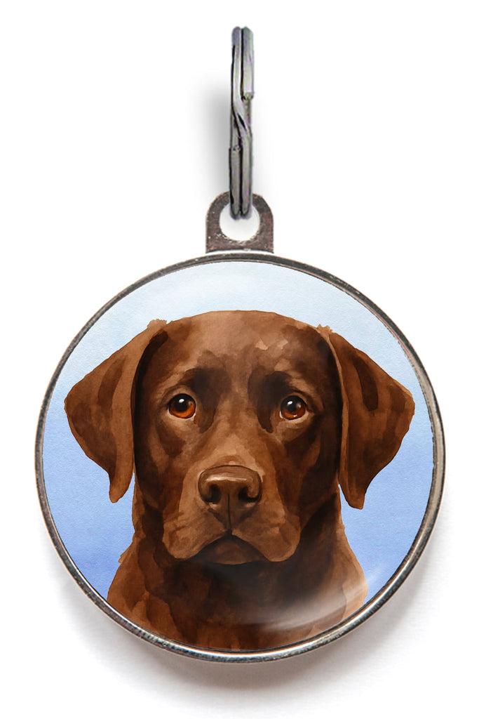chocolate labrador watercolour dog tag