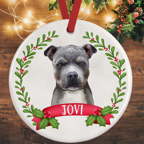 American Staffordshire Terrier Grey Christmas Decoration