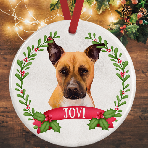 American Staffordshire Terrier Tan Christmas Decoration