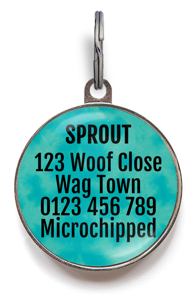 Back of wiggle butt personalised dog tag