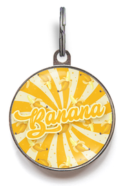 Banana Pet Tag - Go bananas for this bright banana tag featuring a-peel-ing bananas on a yellow sunburst background