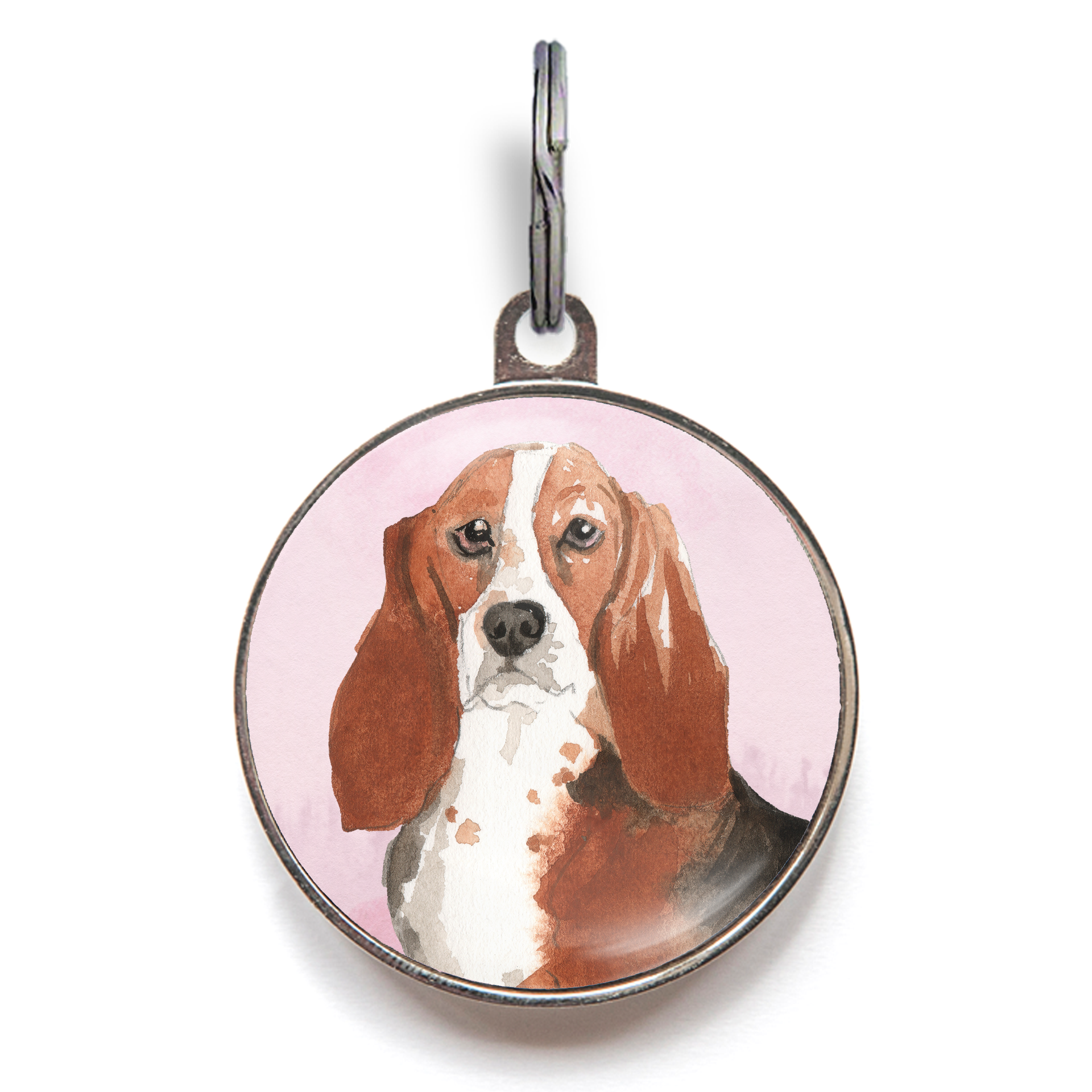 Basset Hound Dog Tag - Pink