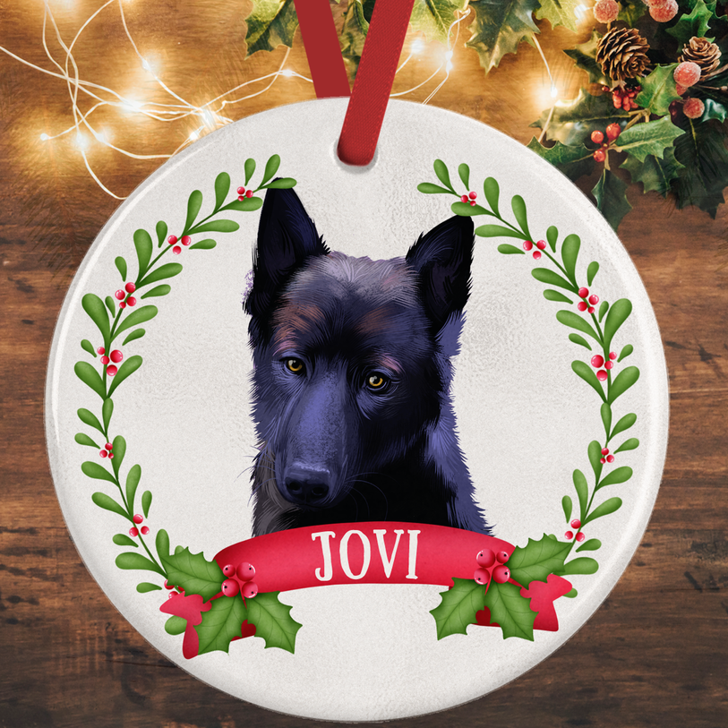 Black Norwegian Elkhound Christmas Decoration