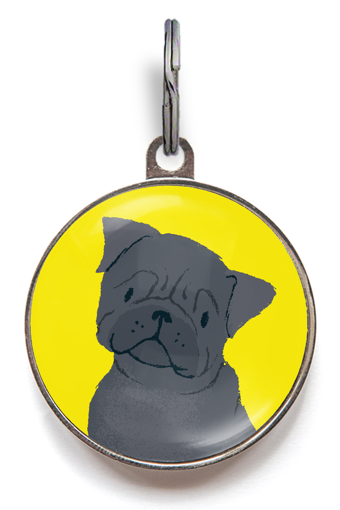 Black Pug Dog ID Tag