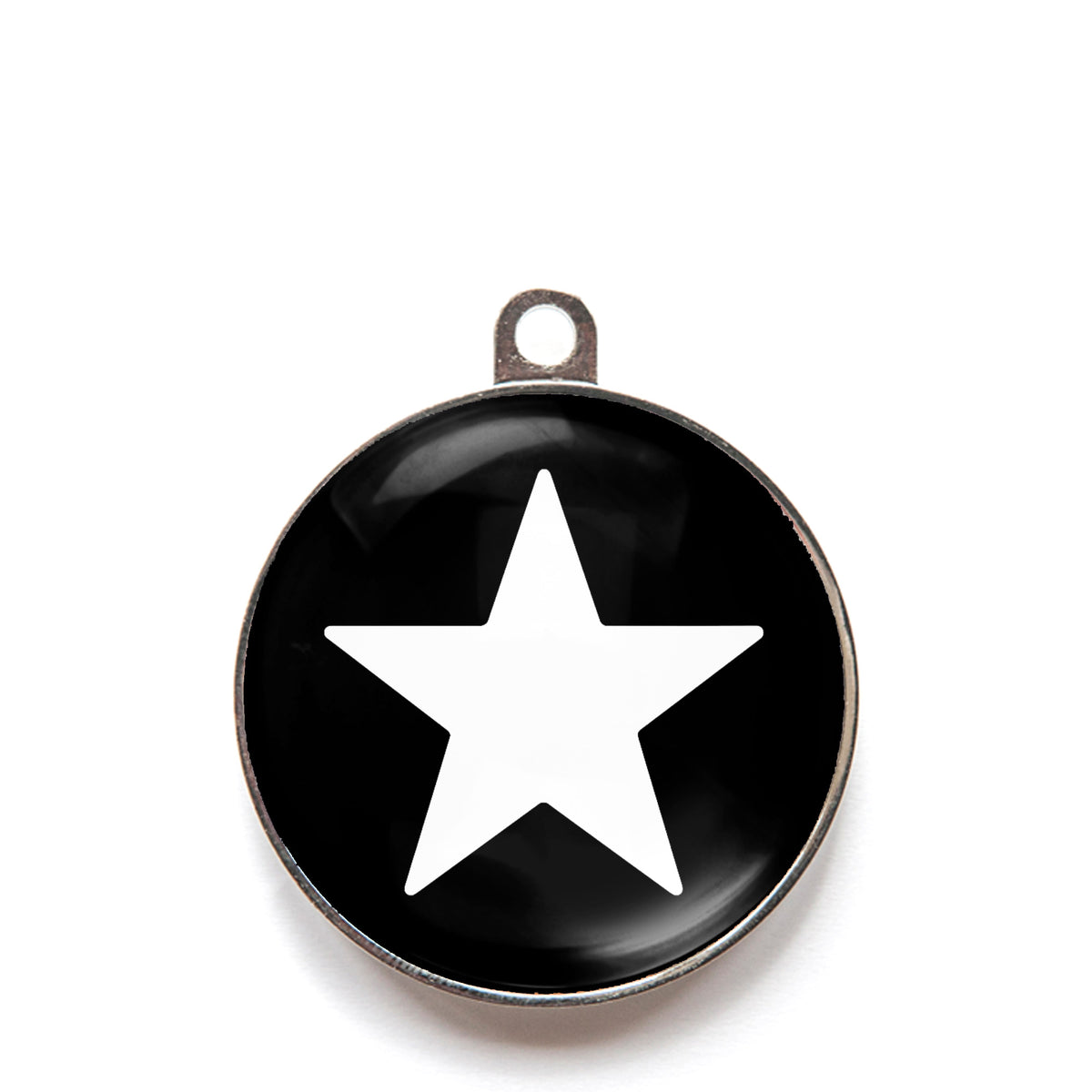 Black star dog ID tag with white star icon