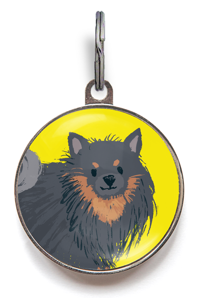 Black & Tan Pomeranian Dog Tag