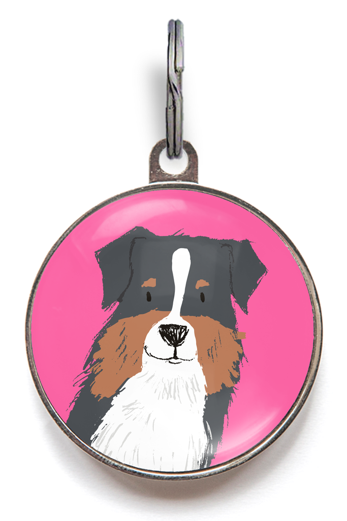 Black Tri Colour Australian Shepherd Dog ID Tag