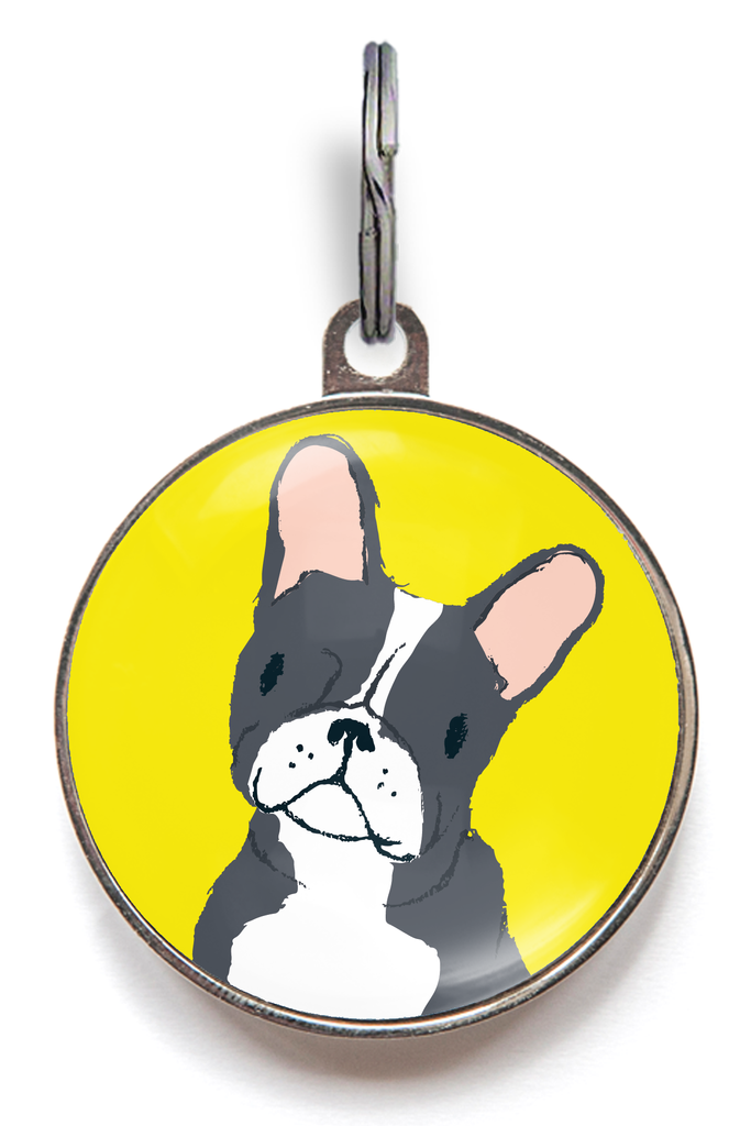 Black & White Boston Terrier Dog ID Tag