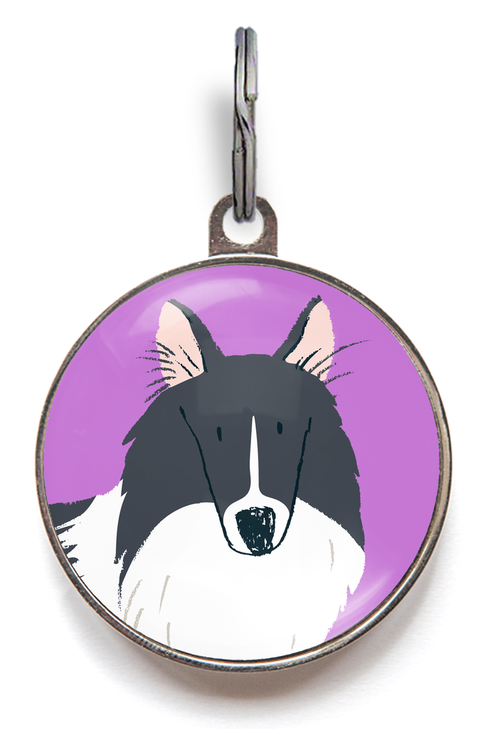 Black & White Collie Dog ID Tag