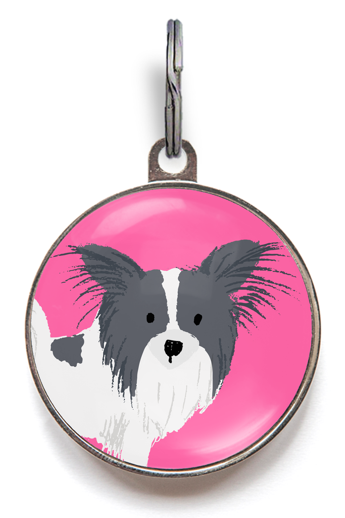Papillon Dog ID Tag - Black and White