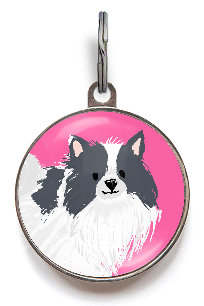 Pomeranian Dog ID Tag - Black and White