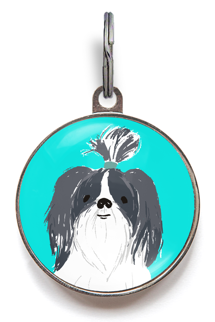 Shih Tzu Dog ID Tag - Black and White