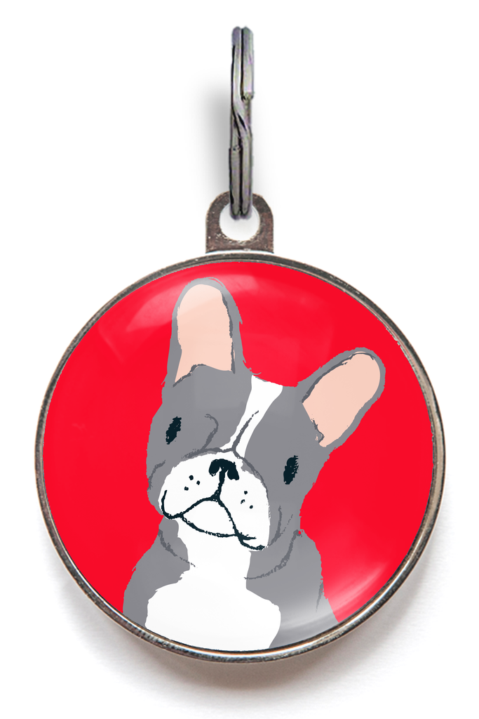 Boston Terrier Dog ID Tag - Blue Boston Terrier