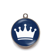 Blue princess crown dog ID tag with white crown icon
