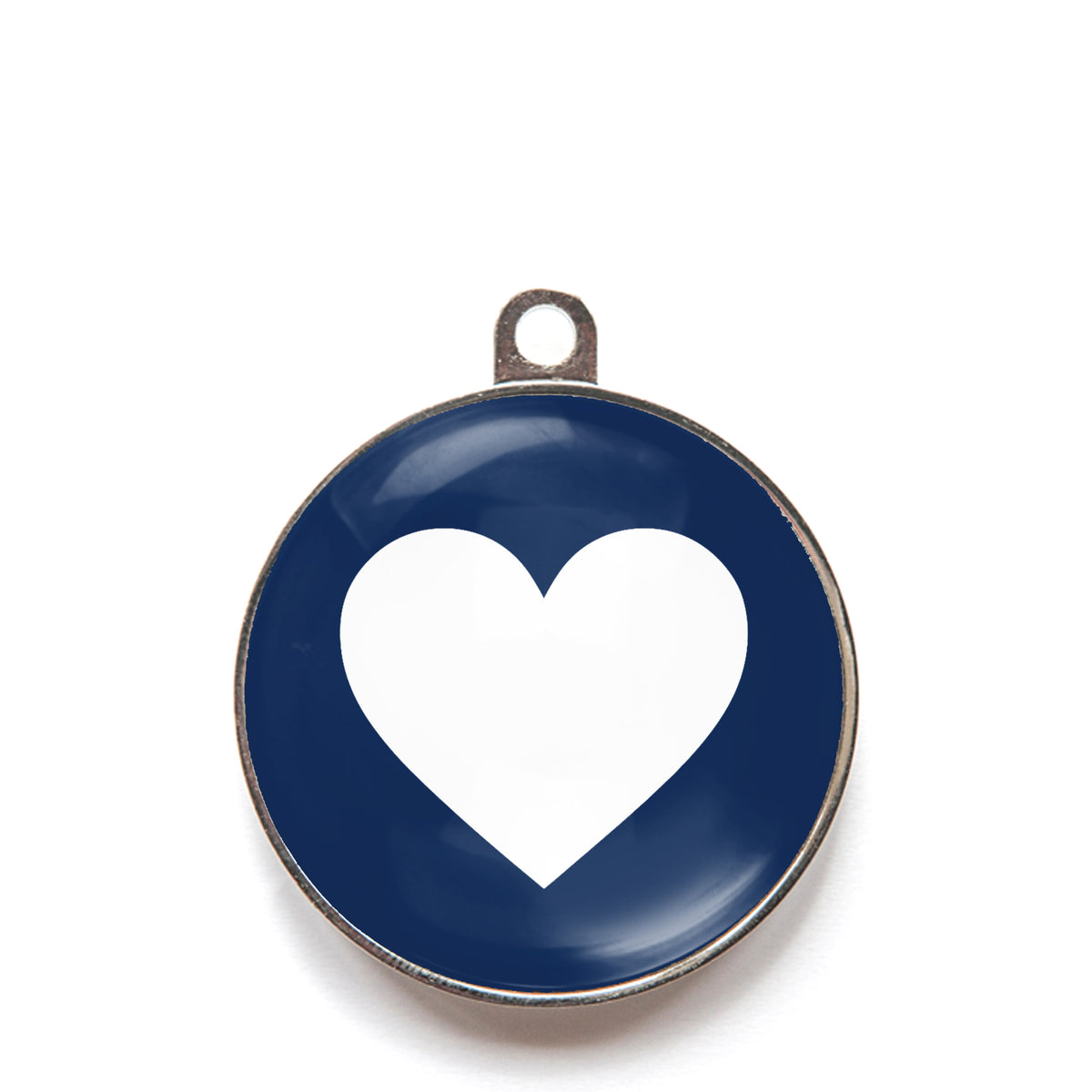 Blue heart dog ID tag with white heart icon