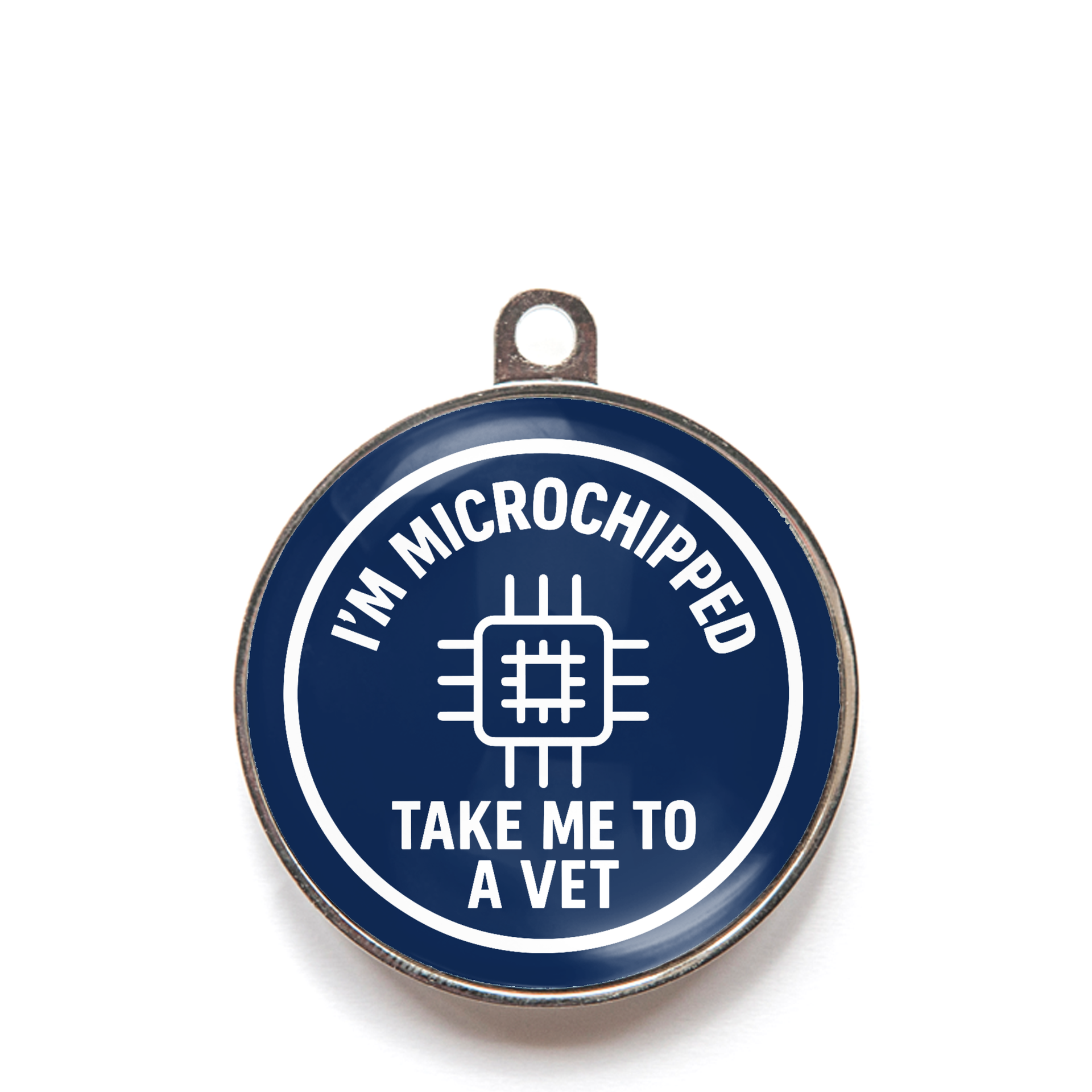 Blue microchipped take me to a vet dog ID tag