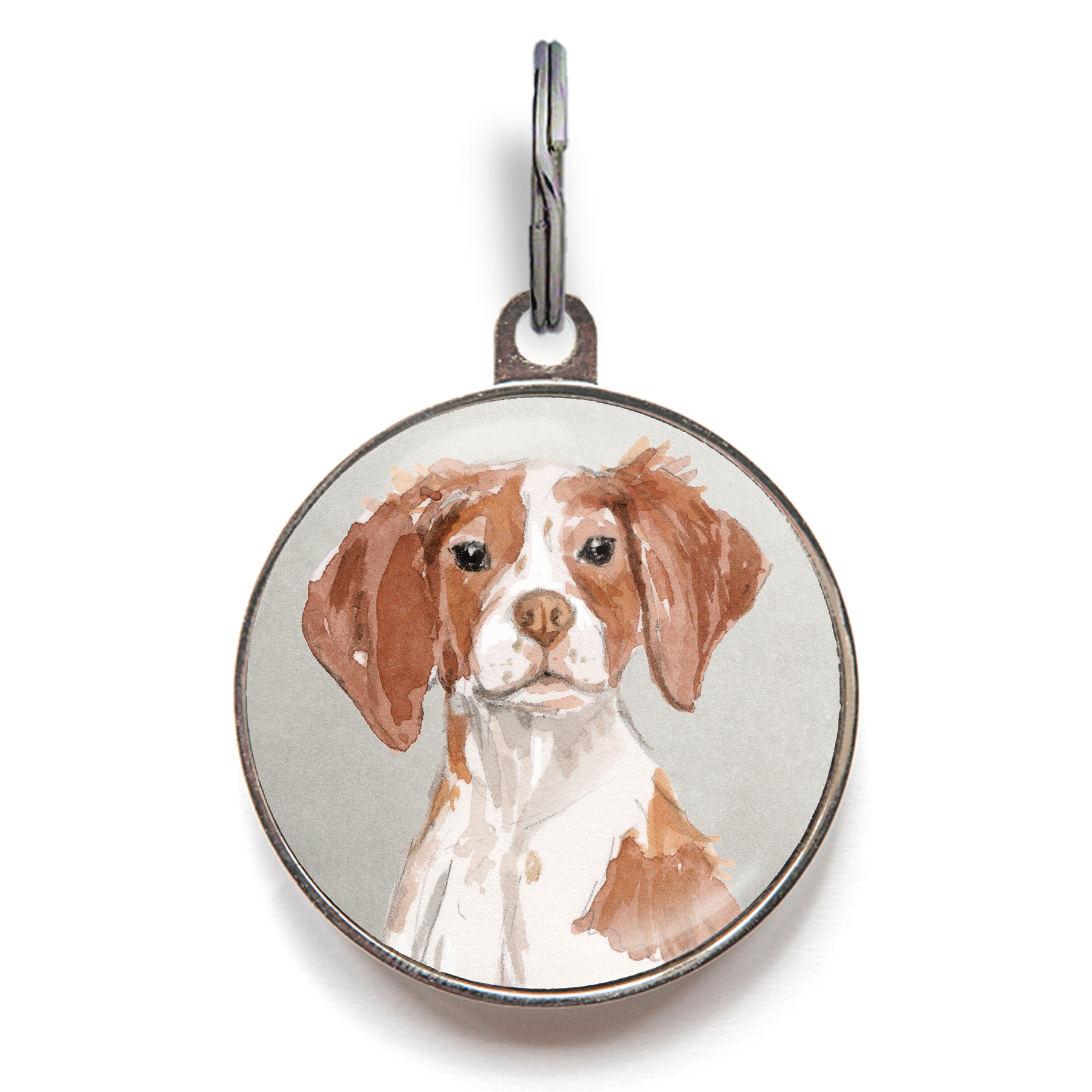 Brittany Spaniel Dog Tag - Grey