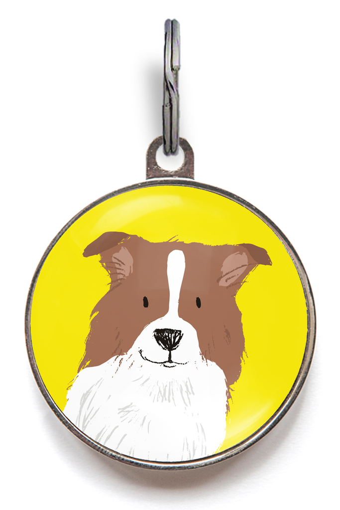 Brown Border Collie Dog ID Tag